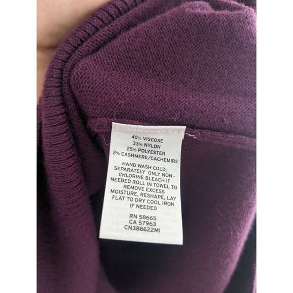Caslon Cashmere Blend Purple V-Back Sweater Size S - Picture 6 of 6